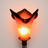 Antique Crystal Lamp, Pâte de Verre Tulip Shade, Signed Art de France, Circa 1900