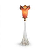 Antique Crystal Lamp, Pâte de Verre Tulip Shade, Signed Art de France, Circa 1900