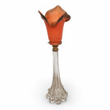 Antique Crystal Lamp, Pâte de Verre Tulip Shade, Signed Art de France, Circa 1900