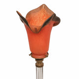 Antique Crystal Lamp, Pâte de Verre Tulip Shade, Signed Art de France, Circa 1900