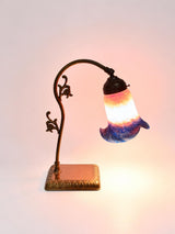 Antique Brass Table Lamp, Pâte de Verre Tulip Shade, Art Nouveau Style, Circa 1900