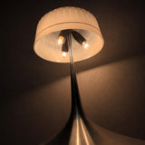 Vintage Mushroom Table Lamp, Cut Crystal Glass Dome, Chrome Tulip Base, 1970s