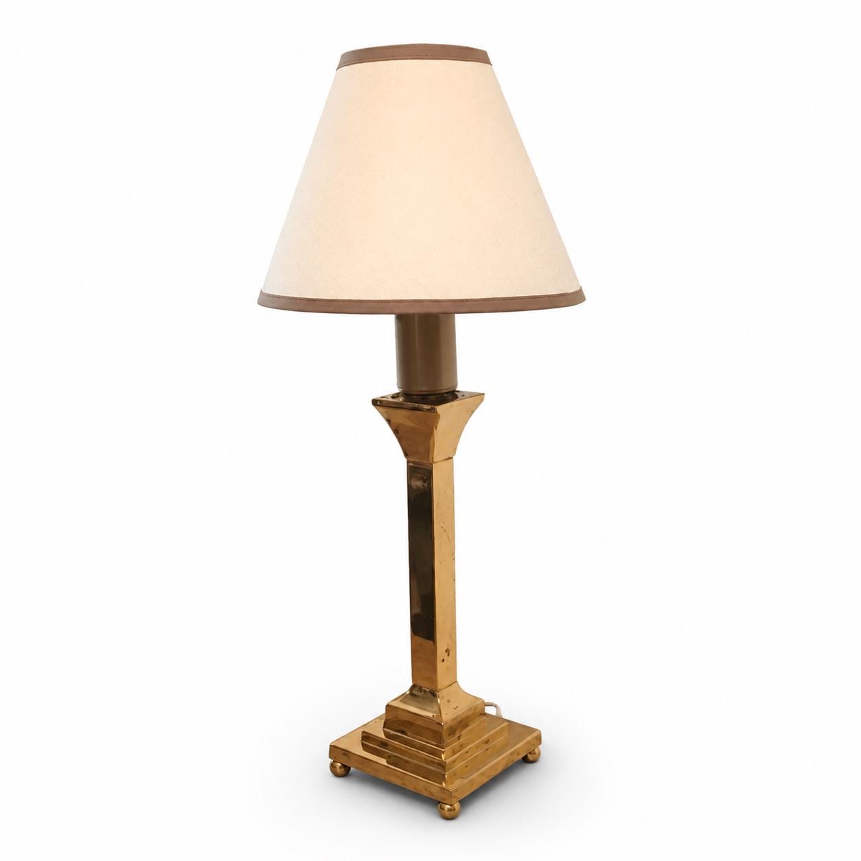 Small Vintage Brass Table Lamp, Fabric Shade, Bedside Nightlight, Vintage Chic