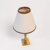 Small Vintage Brass Table Lamp, Fabric Shade, Bedside Nightlight, Vintage Chic