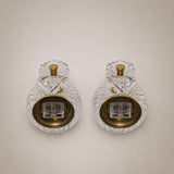 Pair of Mid-Century Crystal Globe Wall Sconces, Diamond Cut Glass, Brass