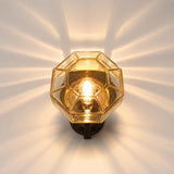 Antique Art Deco Bronze Table Lamp, Octagonal Glass Shade, Sunburst Light Effect, 1920s Style