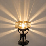 Antique Art Deco Bronze Table Lamp, Octagonal Glass Shade, Sunburst Light Effect, 1920s Style