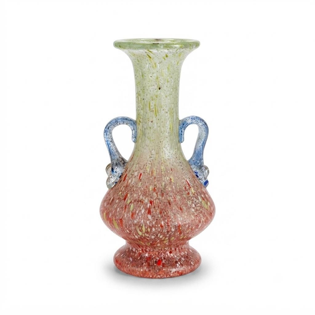 Vintage Murano-Style Glass Vase with Murrine, Multicolor Speckled Glass, 20th Century