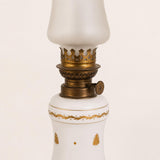 Antique Limoges Porcelain Lamp, White & Gold, Converted Oil Lamp Style, France
