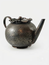 Silver Plated Teapot, Hammered Bachelor Teapot, H.J. Linton Paris, Made in England