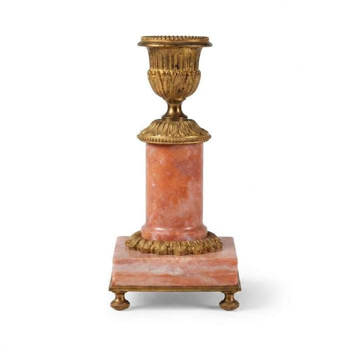 Pink Marble Candlestick, Gilt Metal Urn Nozzle, Louis XVI Style — French Taste