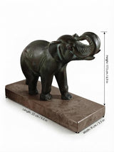 Art Deco Elephant Bookends Pair, Patinated Metal on Marble Bases — French Style, circa 1920s–1930s
