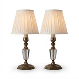 Pair of Vintage Boudoir Table Lamps, Cut Glass & Brass Accents