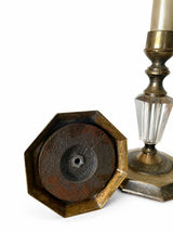Pair of Vintage Boudoir Table Lamps, Cut Glass & Brass Accents