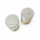 Vintage Glass Table Lamps Pair, Textured Spun Glass Shades on Brass Bases — European, 1960s–70s