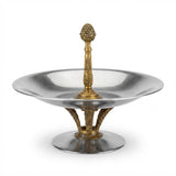 Vintage Silver-Toned and Brass Pedestal Bonbonniere, Candy Dish or Centerpiece Bowl, 1960s