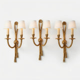 Vintage Brass Wall Sconces, Rope and Tassel Motif, Set of Three, Double Arm