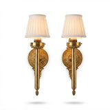 Vintage Solid Brass Wall Sconces, Ornate Rosette Backplate, Pineapple Finial, Pair
