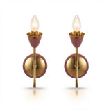 Vintage Wall Sconces Pair, Brass and Purple Lacquered Metal Tulip Wall Lights — 1960s–70s