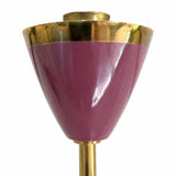 Vintage Wall Sconces Pair, Brass and Purple Lacquered Metal Tulip Wall Lights — 1960s–70s