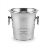 Vintage Small Metal Ice Bucket, Ribbed Champagne Style Bucket with Ring Handles