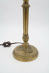 Antique Brass Table Lamp Base, Fluted Column with Urn Capital and Figural Relief Base