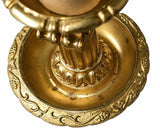 French Chamberstick Lamp, Gilt Metal Column Candlestick Table Lamp with Shade — 1950s–60s