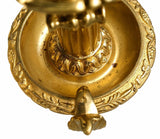 French Chamberstick Lamp, Gilt Metal Column Candlestick Table Lamp with Shade — 1950s–60s