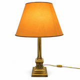 Empire Style Brass Column Table Lamp, Laurel Wreath Base, 1980s Desk or Living Room Lamp