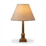 Empire Style Brass Column Table Lamp, Laurel Wreath Base, 1980s Desk or Living Room Lamp