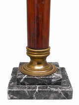 Column Table Lamp, Wood and Brass on Stepped Marble Base, Maison Jansen Style — French, 1950s–70s