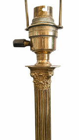 Corinthian Column Lamp Base, Brass Neoclassical Desk Lamp, Stepped Base — French