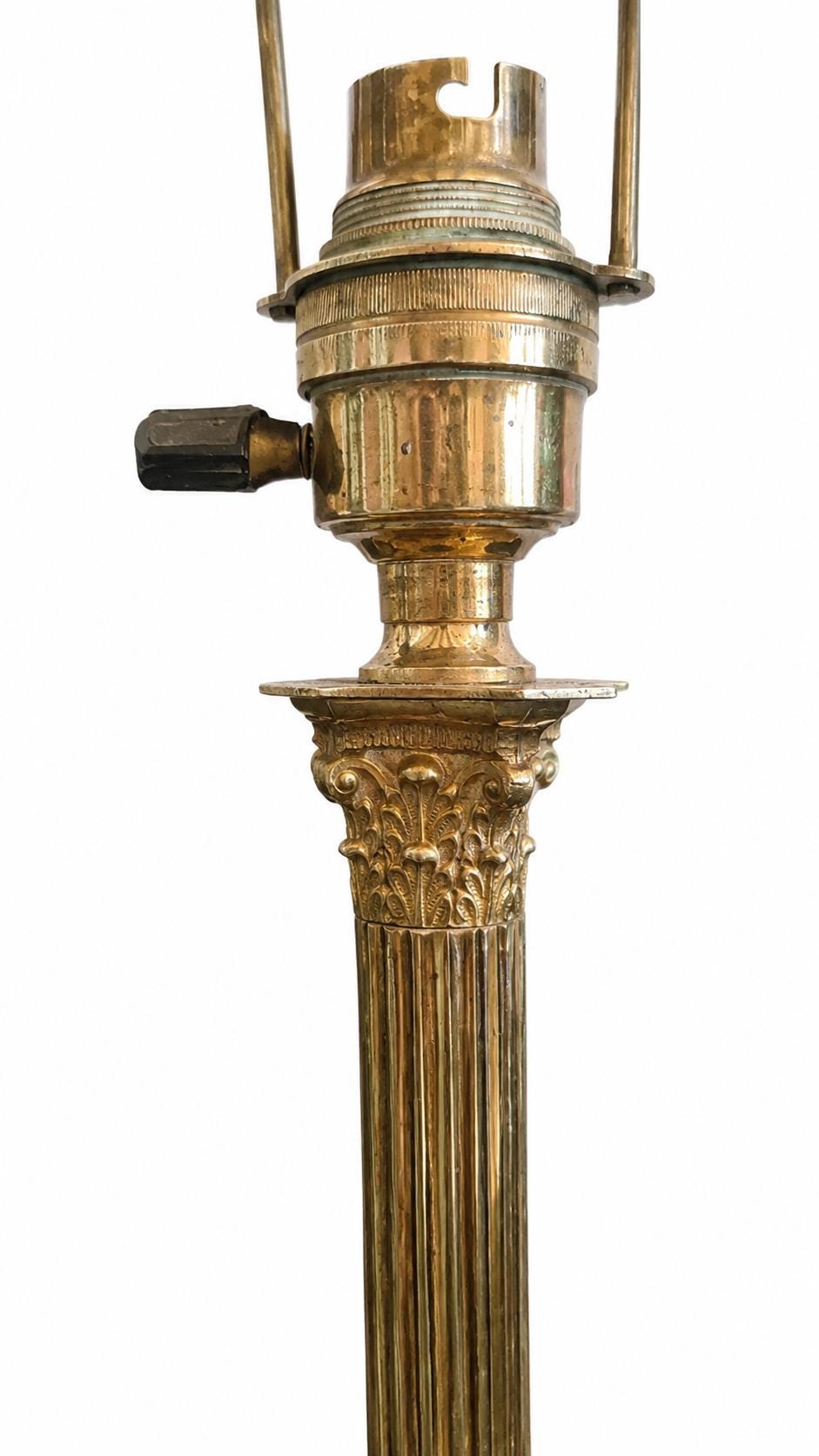 Corinthian Column Lamp Base, Brass Neoclassical Desk Lamp, Stepped Base — French