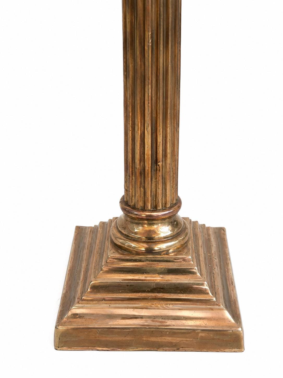 Corinthian Column Lamp Base, Brass Neoclassical Desk Lamp, Stepped Base — French