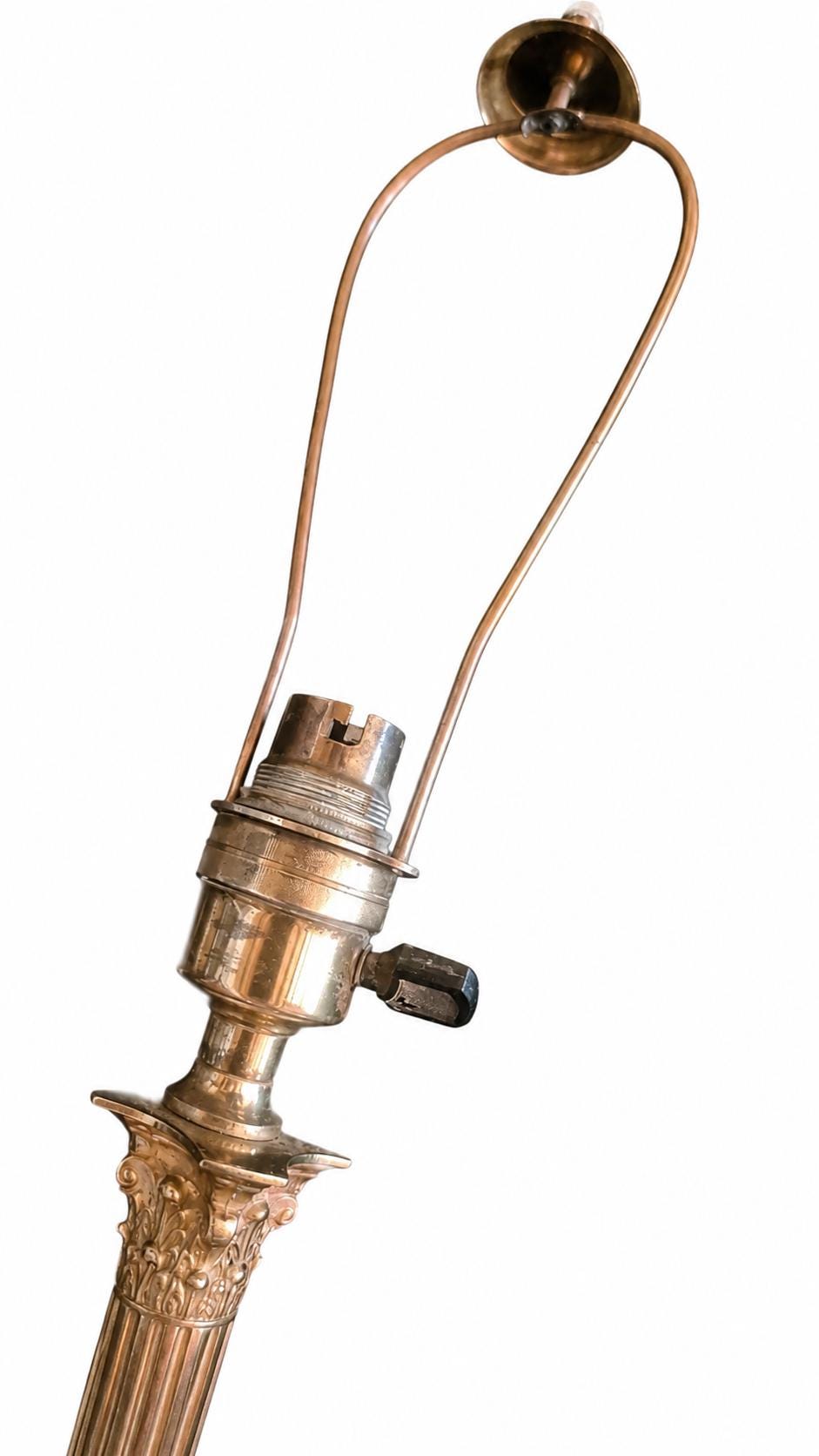 Corinthian Column Lamp Base, Brass Neoclassical Desk Lamp, Stepped Base — French