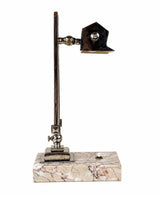 Art Deco Desk Lamp, Chrome Geometric Bankers Lamp on Marble Base, Adjustable Shade — French Style