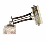 Art Deco Desk Lamp, Chrome Geometric Bankers Lamp on Marble Base, Adjustable Shade — French Style