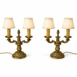 Pair of Gilt Bronze Two-Arm Candlesticks, Acanthus Leaf Candelabra