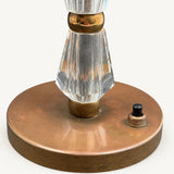 Crystal Table Lamp Base, Faceted Glass and Brass Modernist Bedside Lamp — French, 1950s Design