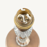 Crystal Table Lamp Base, Faceted Glass and Brass Modernist Bedside Lamp — French, 1950s Design