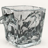 Crystal Ice Bucket, Cristal de Sevres Square Ice Pail with Chrome Handle and Spoon — French, 1970s Design