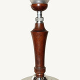 Art Deco Style Desk Lamp, Adjustable Wood and Chrome Uplighter, Frosted Cone Shade, Mazda Style