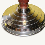 Art Deco Style Desk Lamp, Adjustable Wood and Chrome Uplighter, Frosted Cone Shade, Mazda Style