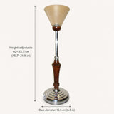 Art Deco Style Desk Lamp, Adjustable Wood and Chrome Uplighter, Frosted Cone Shade, Mazda Style