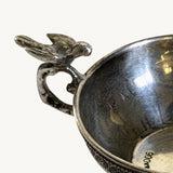 Silver Wine Taster, 900 Silver Tastevin Cup with Bird Handle, Palmette Border — Continental