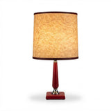 Leather Table Lamp, Red Leather Wrapped Desk Lamp with Chrome Sphere, Le Tanneur — French, 1960s–70s