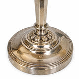 Silvered Candlestick Lamp, Empire Style Table Lamp with Beige Shade — French, Unpierced Conversion