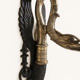 Empire Style Wall Sconces Set of Four, Swan and Palm Sconces, Two Tone Green Gilt Patina — French, Early 20th Century