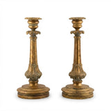 Pair of Antique Gilt Bronze Candlesticks, Neo-Gothic Style, 19th Century French Decor