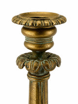 Pair of Antique Gilt Bronze Candlesticks, Neo-Gothic Style, 19th Century French Decor
